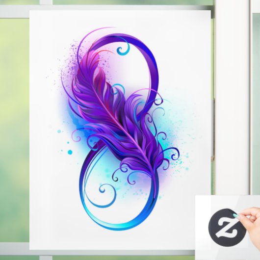 Infinity with Purple Feather Fensteraufkleber (Zuhause)
