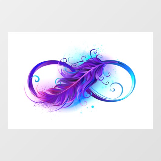 Infinity with Purple Feather Fensteraufkleber (Blatt)
