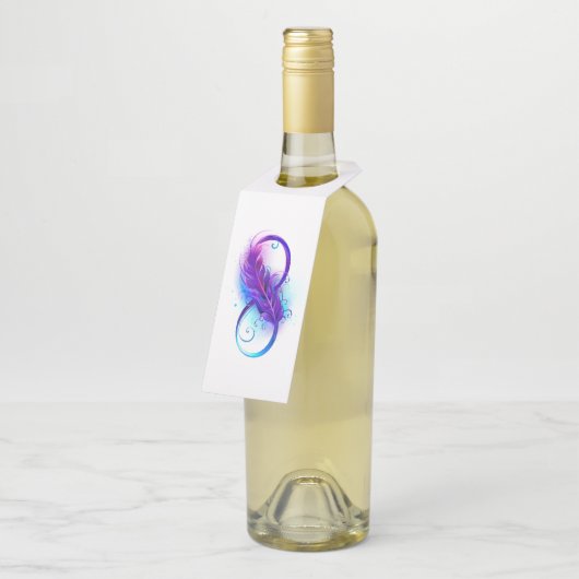 Infinity with Purple Feather Flaschenanhänger (Angewinkelt)