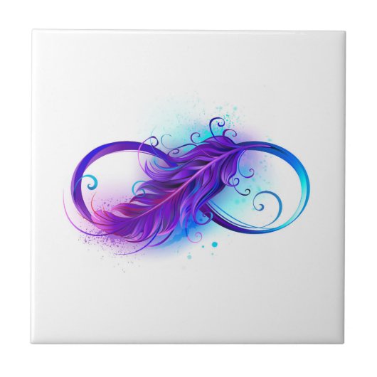 Infinity with Purple Feather Fliese (Vorderseite)
