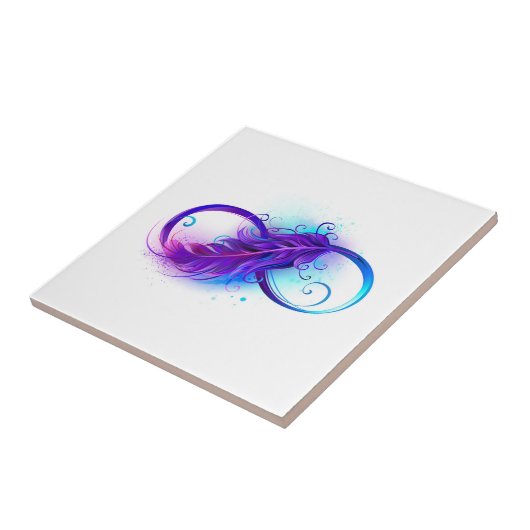 Infinity with Purple Feather Fliese (Seite)