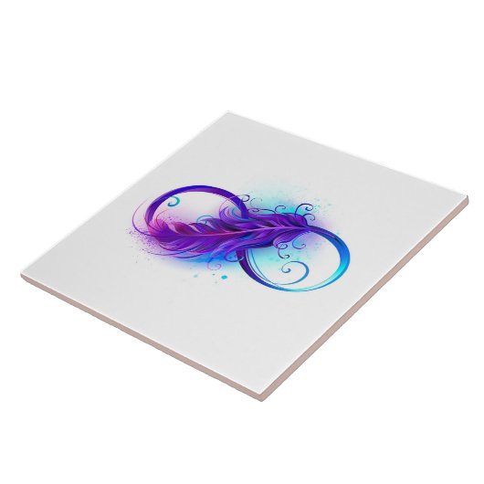 Infinity with Purple Feather Fliese (Seite)