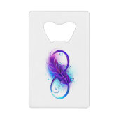 Infinity with Purple Feather Geldbeutel Flaschenöffner (Vorderseite)