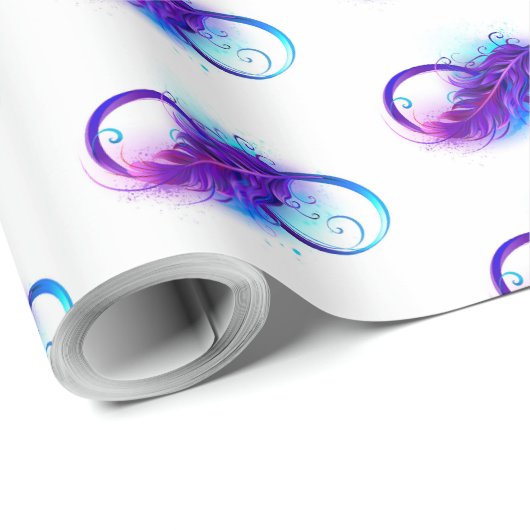 Infinity with Purple Feather Geschenkpapier (Rolleneckpunkt)