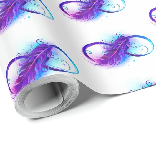 Infinity with Purple Feather Geschenkpapier (Rolleneckpunkt)