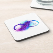 Infinity with Purple Feather Getränkeuntersetzer (Linke Seite)