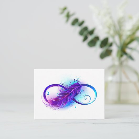 Infinity with Purple Feather Hinweiskarte (Stehend Vorderseite)