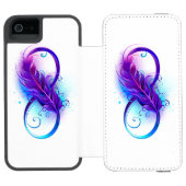 Infinity with Purple Feather Incipio iPhone Geldbeutel-Hülle (Folio Geöffnet)