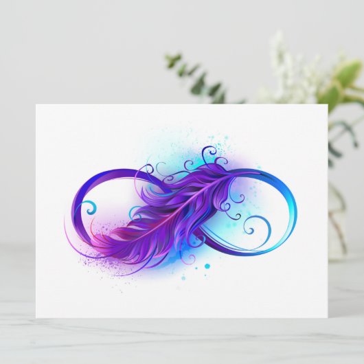 Infinity with Purple Feather Karte (Stehend Vorderseite)