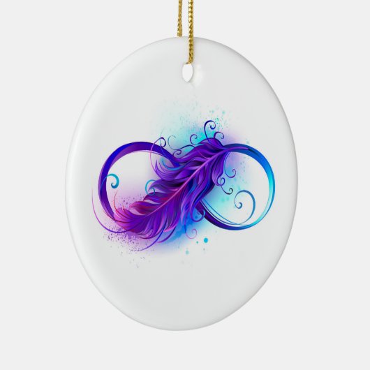 Infinity with Purple Feather Keramik Ornament (Rechts)