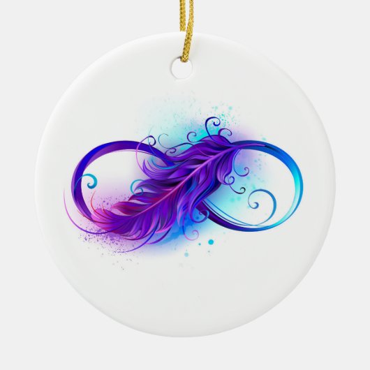 Infinity with Purple Feather Keramik Ornament (Vorne)