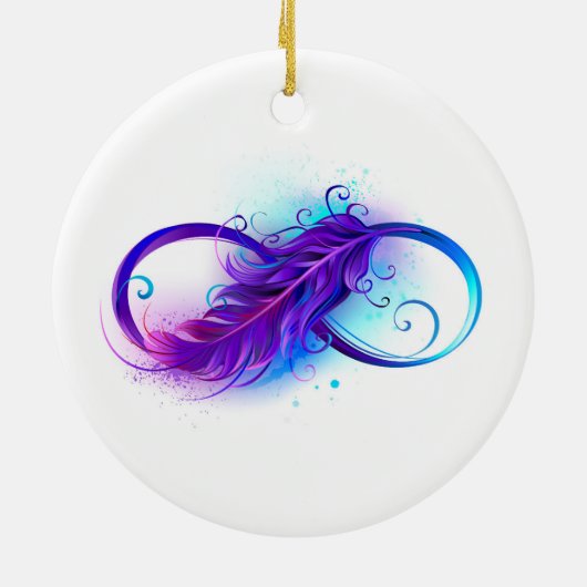 Infinity with Purple Feather Keramik Ornament (Hinten)