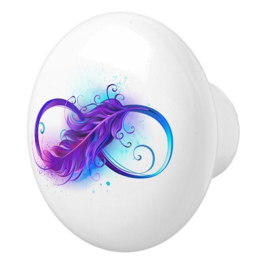 Infinity with Purple Feather Keramikknauf (Rechts)