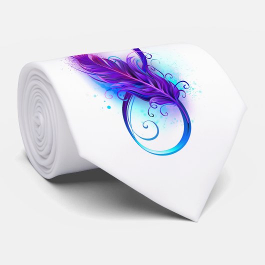 Infinity with Purple Feather Krawatte (Gerollt)