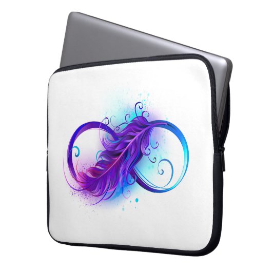 Infinity with Purple Feather Laptopschutzhülle (Vorderseite Links)