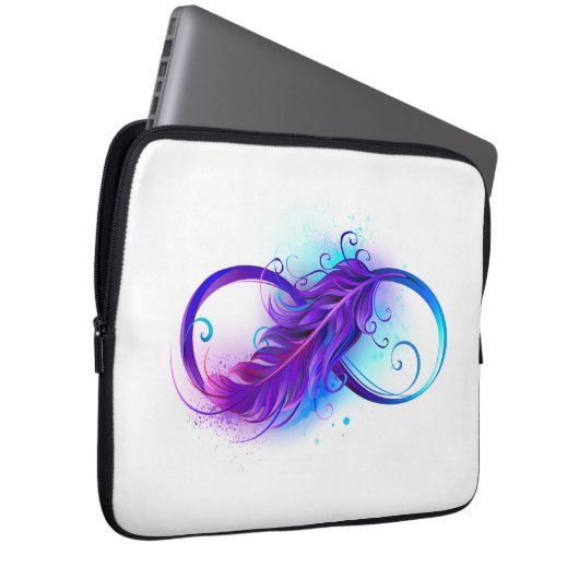 Infinity with Purple Feather Laptopschutzhülle (Vorne Rechts)