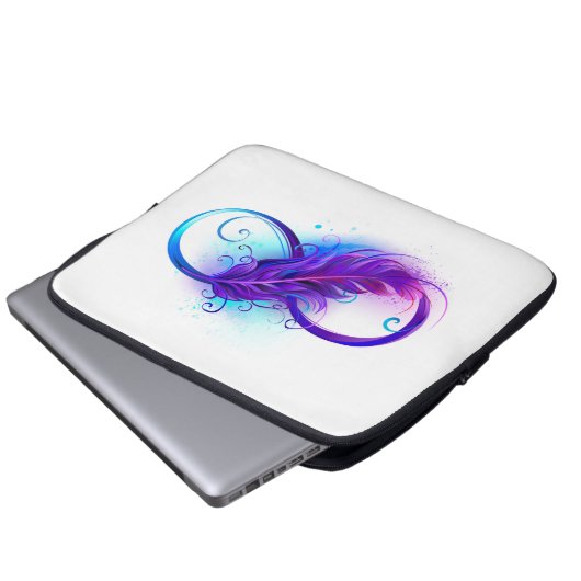 Infinity with Purple Feather Laptopschutzhülle (Vorne Knopf)