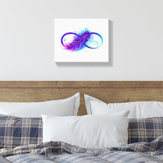 Infinity with Purple Feather Leinwanddruck (Insitu (Schlafzimmer))