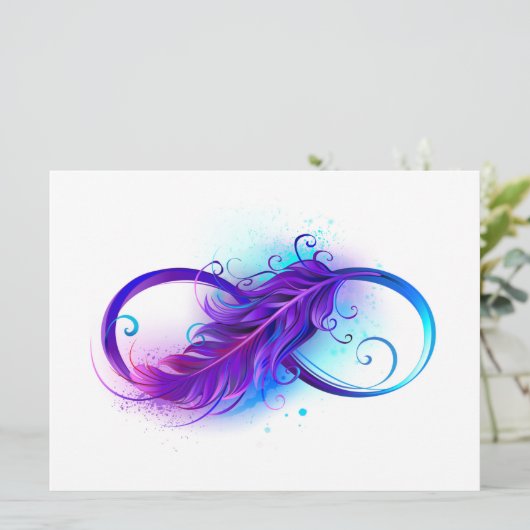 Infinity with Purple Feather Menükarte (Stehend Vorderseite)