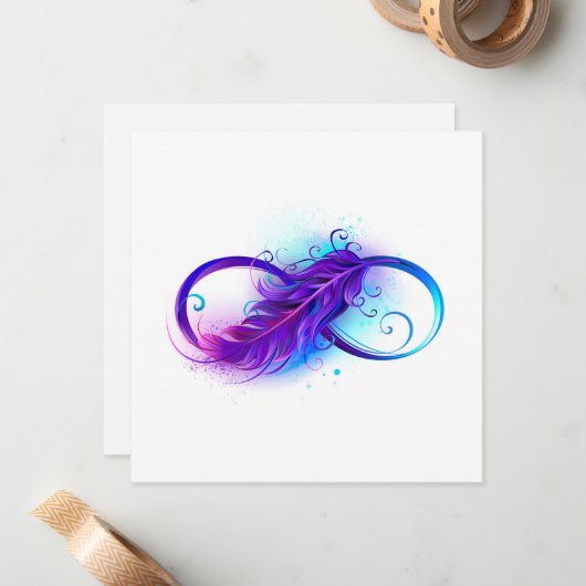 Infinity with Purple Feather Mitteilungskarte (Vorderseite/Rückseite Beispiel)