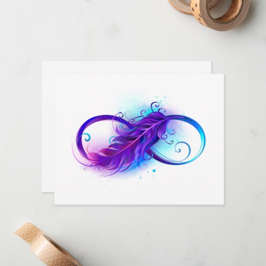 Infinity with Purple Feather Mitteilungskarte (Vorderseite/Rückseite Beispiel)