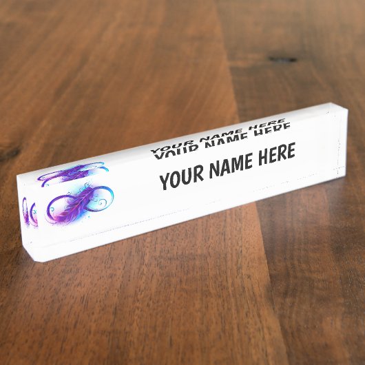 Infinity with Purple Feather Namensplakette (Seite)