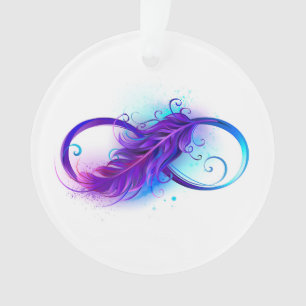 Infinity with Purple Feather Ornament