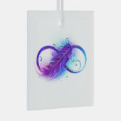 Infinity with Purple Feather Ornament Aus Glas (Vorderseite Rechts)