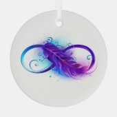 Infinity with Purple Feather Ornament Aus Glas (Rückseite)