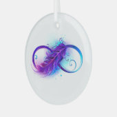 Infinity with Purple Feather Ornament Aus Glas (Vorderseite links)