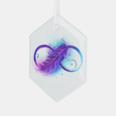 Infinity with Purple Feather Ornament Aus Glas (Vorderseite Links)