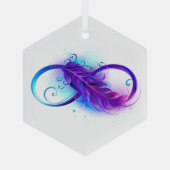 Infinity with Purple Feather Ornament Aus Glas (Rückseite)