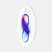 Infinity with Purple Feather Ornament Aus Metall (Vorderseite links)