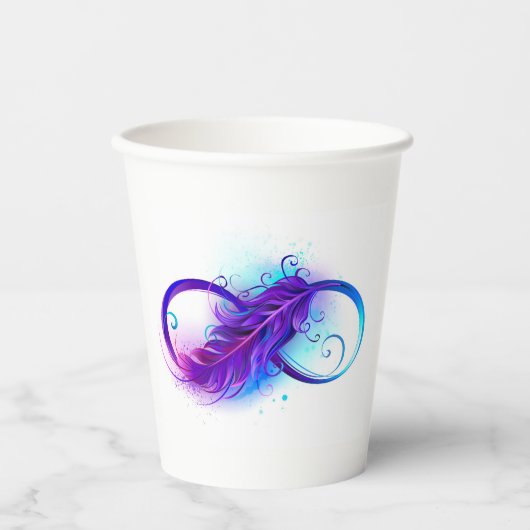 Infinity with Purple Feather Pappbecher (Vorderseite)