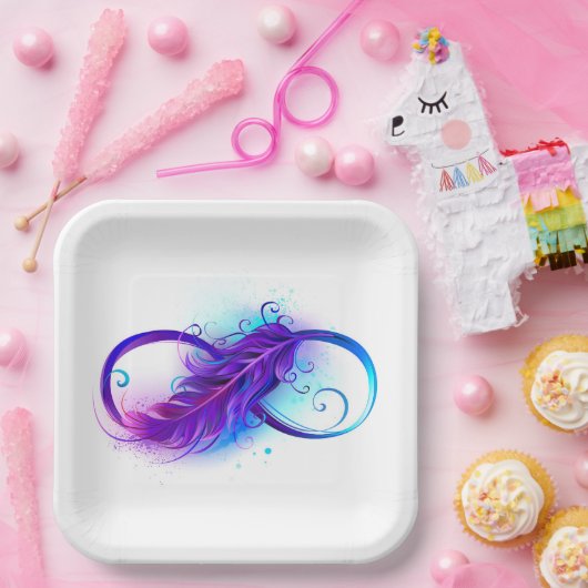 Infinity with Purple Feather Pappteller (Party)
