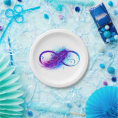 Infinity with Purple Feather Pappteller (Party)