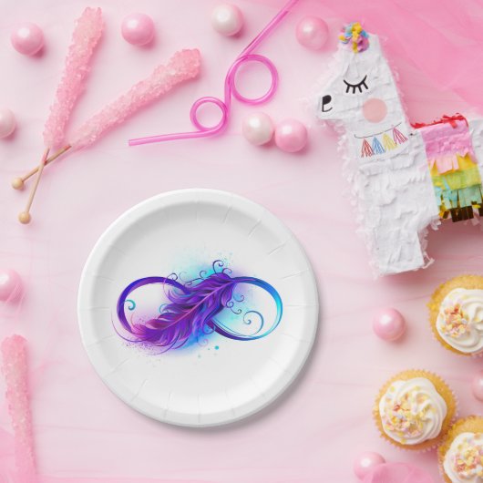 Infinity with Purple Feather Pappteller (Party)