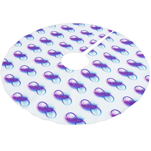 Infinity with Purple Feather Polyester Weihnachtsbaumdecke (Schrägansicht)