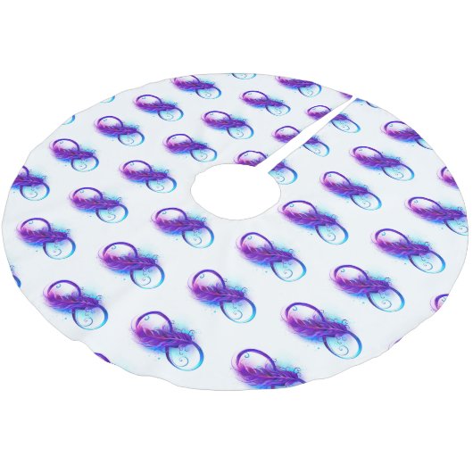 Infinity with Purple Feather Polyester Weihnachtsbaumdecke (Schrägansicht)