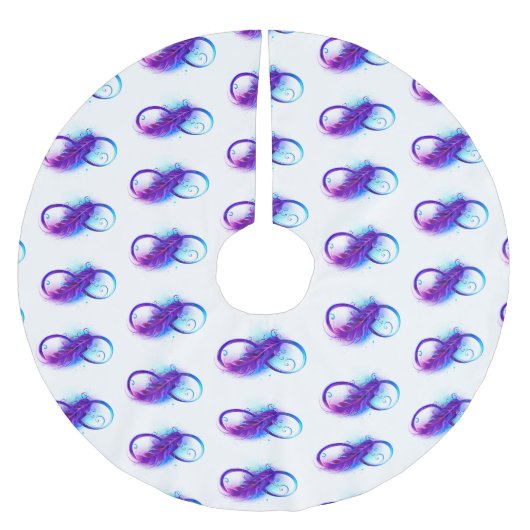 Infinity with Purple Feather Polyester Weihnachtsbaumdecke (Vorderseite)