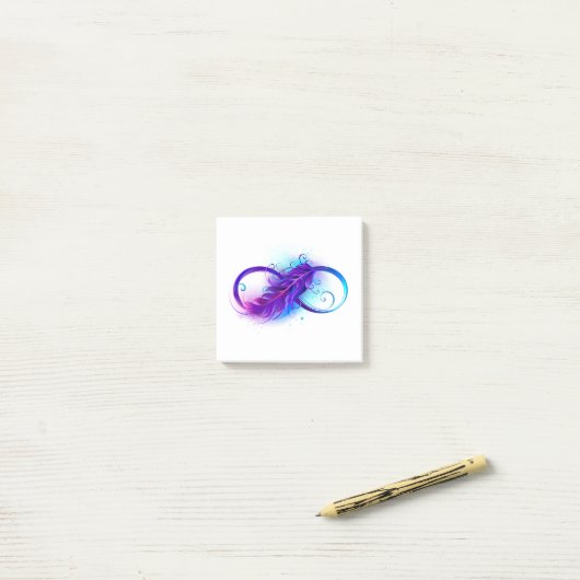 Infinity with Purple Feather Post-it Klebezettel (Auf Schreibtisch)