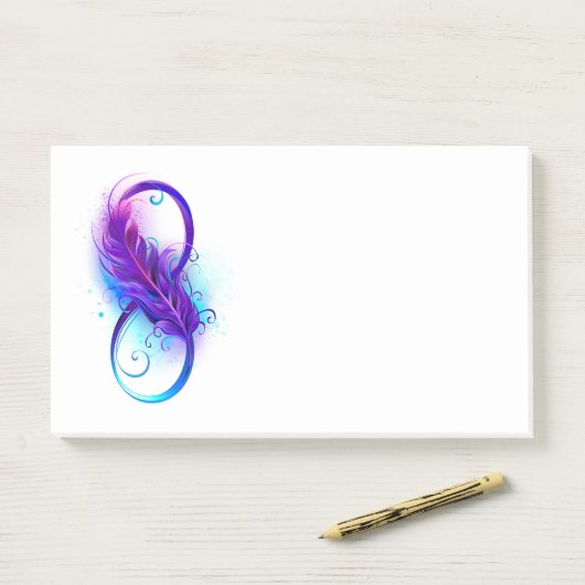 Infinity with Purple Feather Post-it Klebezettel (Auf Schreibtisch)