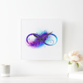 Infinity with Purple Feather Quadratische Wanduhr (Zuhause)