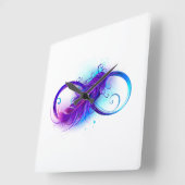 Infinity with Purple Feather Quadratische Wanduhr (Winkel)