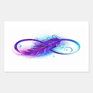 Infinity with Purple Feather Rechteckiger Aufkleber