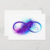 Infinity with Purple Feather RSVP Karte (Vorne/Hinten)