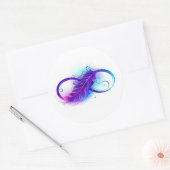 Infinity with Purple Feather Runder Aufkleber (Umschlag)