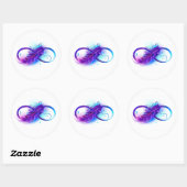 Infinity with Purple Feather Runder Aufkleber (Blatt)