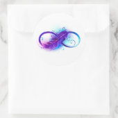 Infinity with Purple Feather Runder Aufkleber (Tasche)