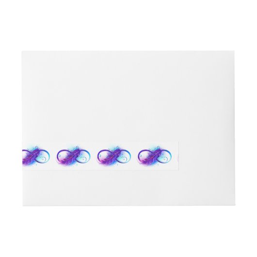 Infinity with Purple Feather Rundum-Adressaufkleber (Vorderseite)